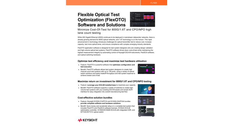 Flexible Optical Test Optimization (FlexOTO) Software and Solutions